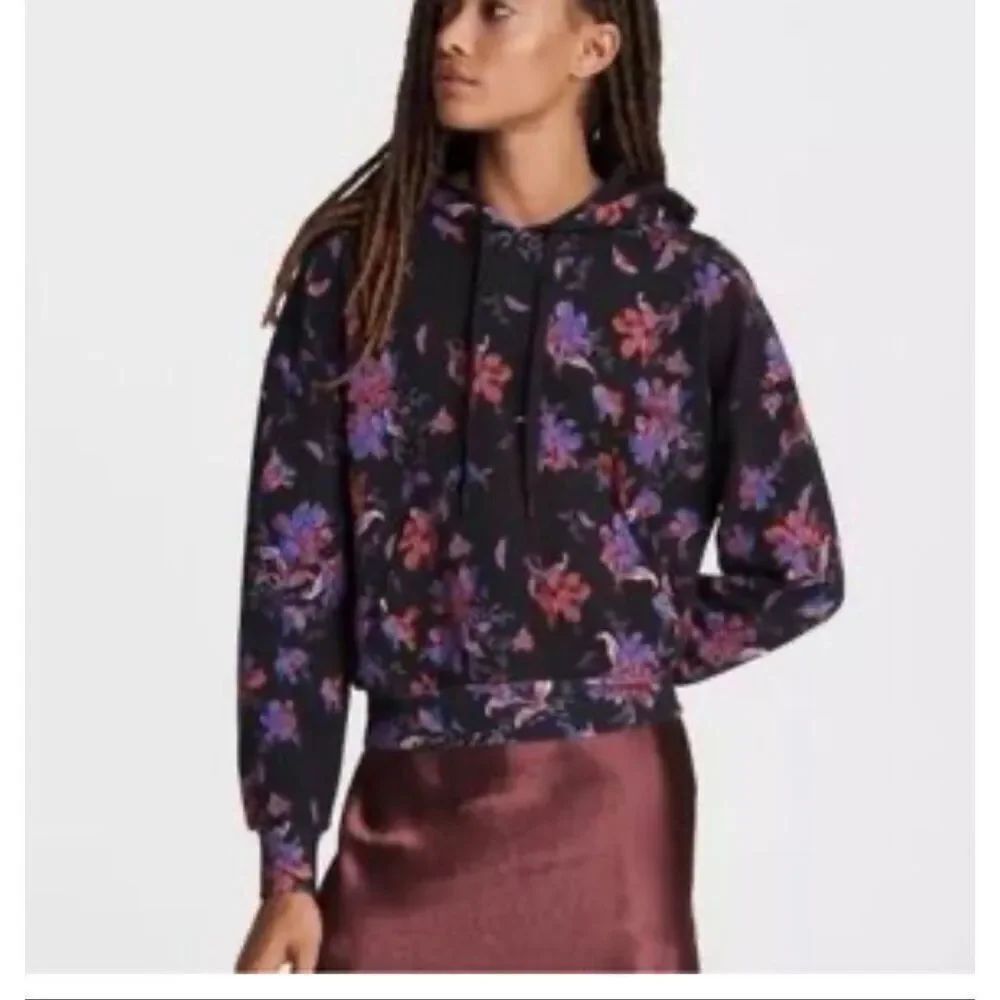 RAG & BONEāOrganic Cotton Black Floral City Hoodie-XS